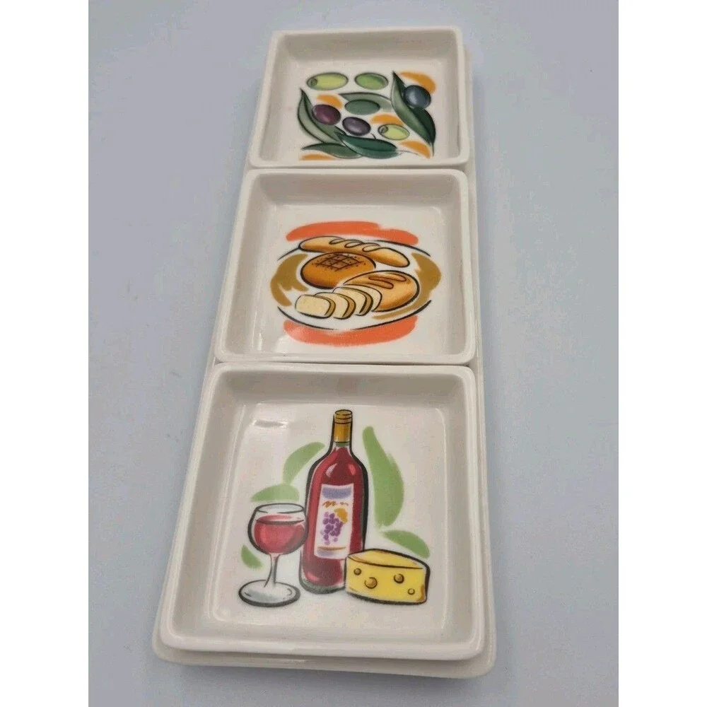 Vintage  Avon Party Crudité Cracker or Bread & Toppings Servers Trays Great Cond